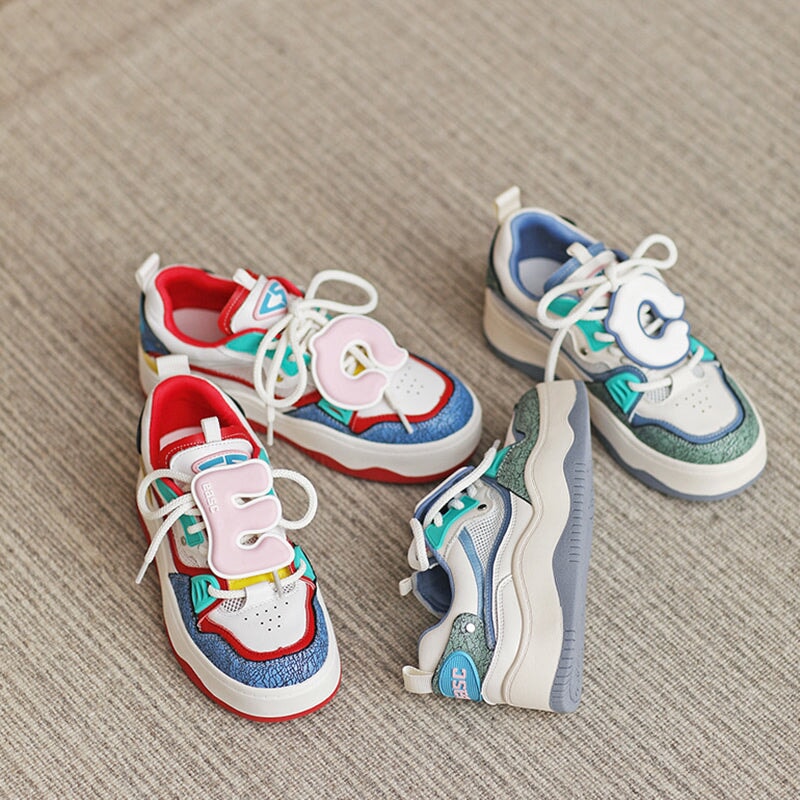 Low Top Platform Sneakers Color Contrast