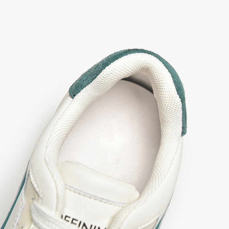 Women's Causal Genuine Sneakers - White Color Block With Green/Grey