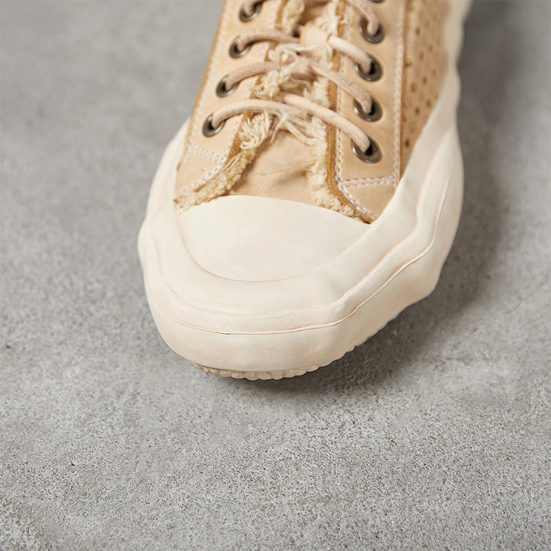 Flatform Low-top Perforated Sneakers Fringed Detail