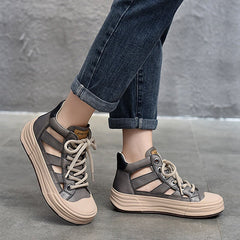 Rubber Toecap Sneakers High-top Lace Up