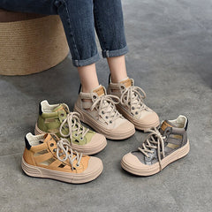 Rubber Toecap Sneakers High-top Lace Up