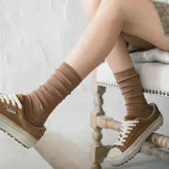 Retro Cotton Stockings Pure Colour Mori Girl Loose Socks Calf Length For Fall/Winter 14 Colours