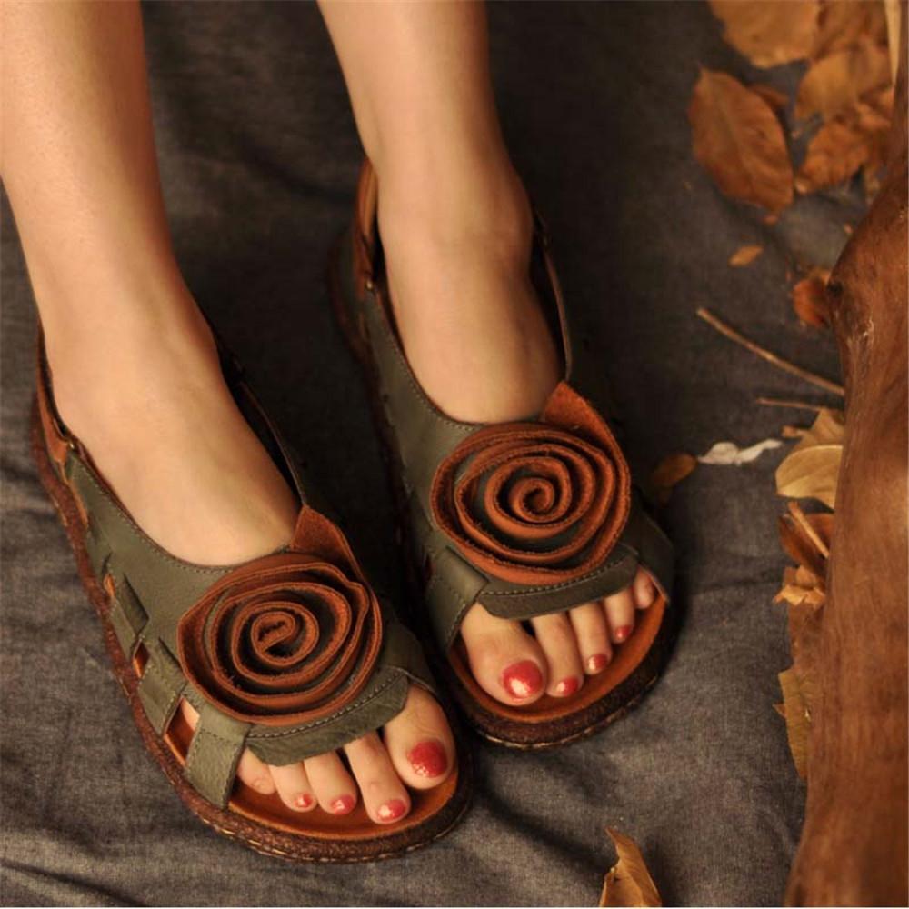 Sandalias planas huecas para mujer con